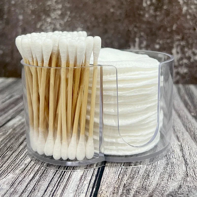 Buy The Best By Artsulli - Art is Long Life Short - 2 in 1 Acrylic Cotton Swab Storage Box Pads Dispenser Container Cosmetic Makeup