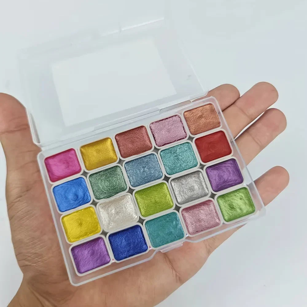 Buy The Best By Artsulli - Art is Long Life Short - 20-Color Metal Watercolor Painting Set New Portable Box With Sparkling Pearl Solid