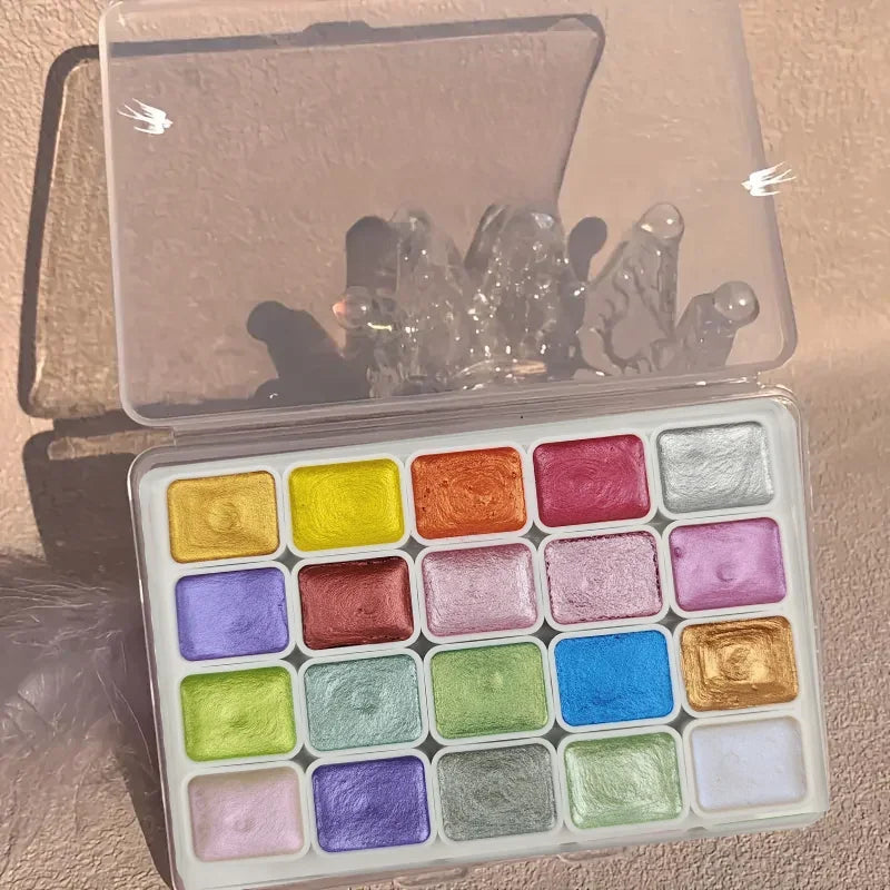 Buy The Best By Artsulli - Art is Long Life Short - 20-Color Metal Watercolor Painting Set New Portable Box With Sparkling Pearl Solid