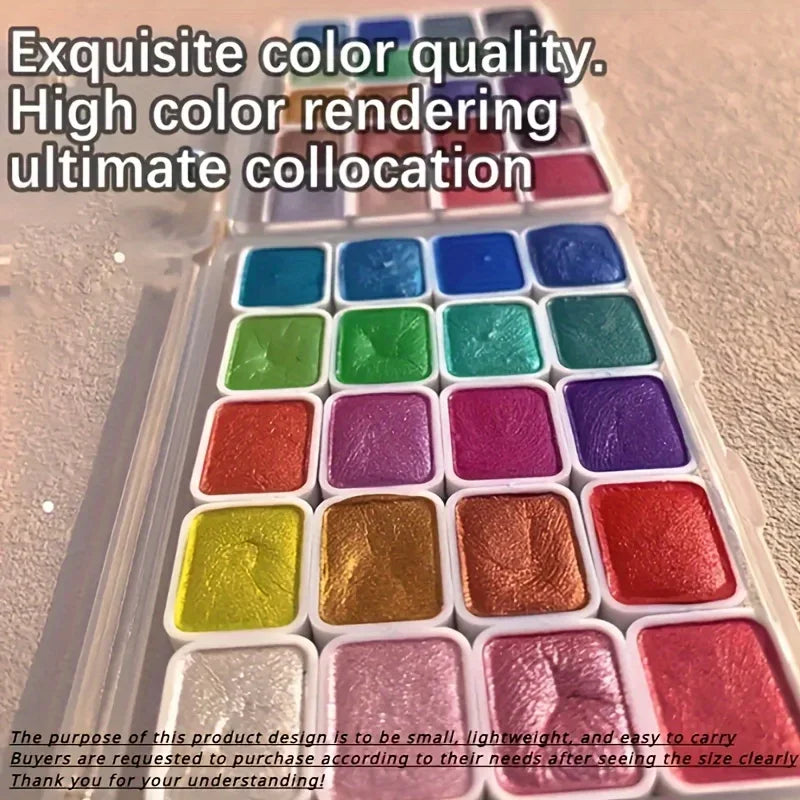 Buy The Best By Artsulli - Art is Long Life Short - 20-Color Metal Watercolor Painting Set New Portable Box With Sparkling Pearl Solid