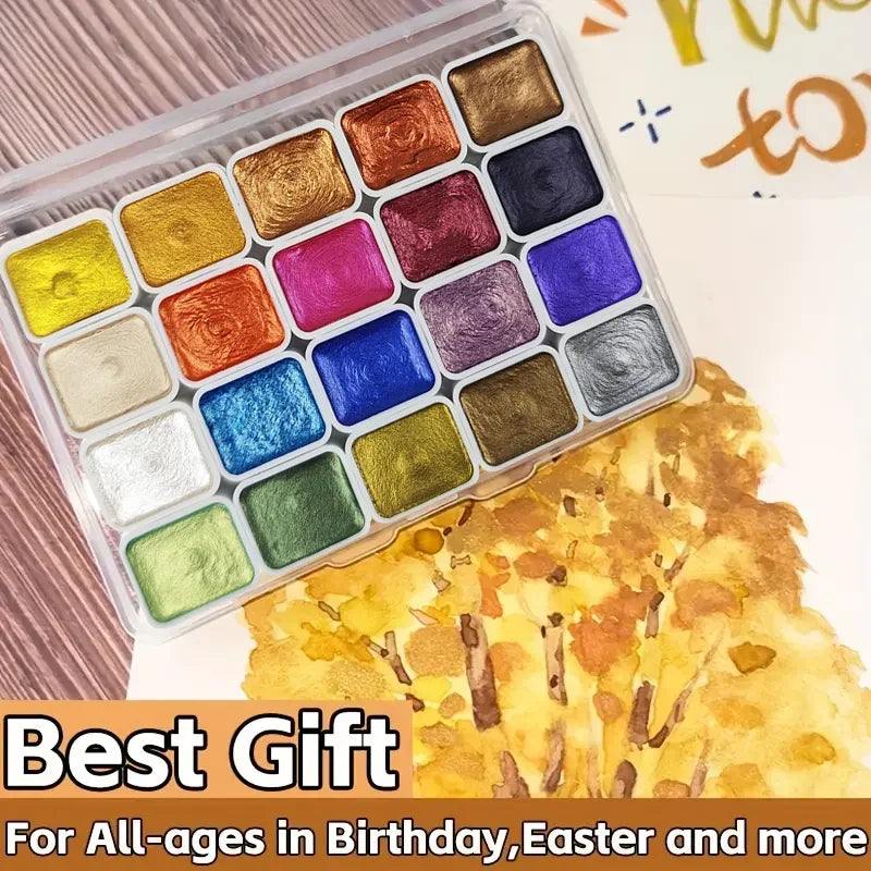 Buy The Best By Artsulli - Art is Long Life Short - 20-Color Metal Watercolor Painting Set New Portable Box With Sparkling Pearl Solid