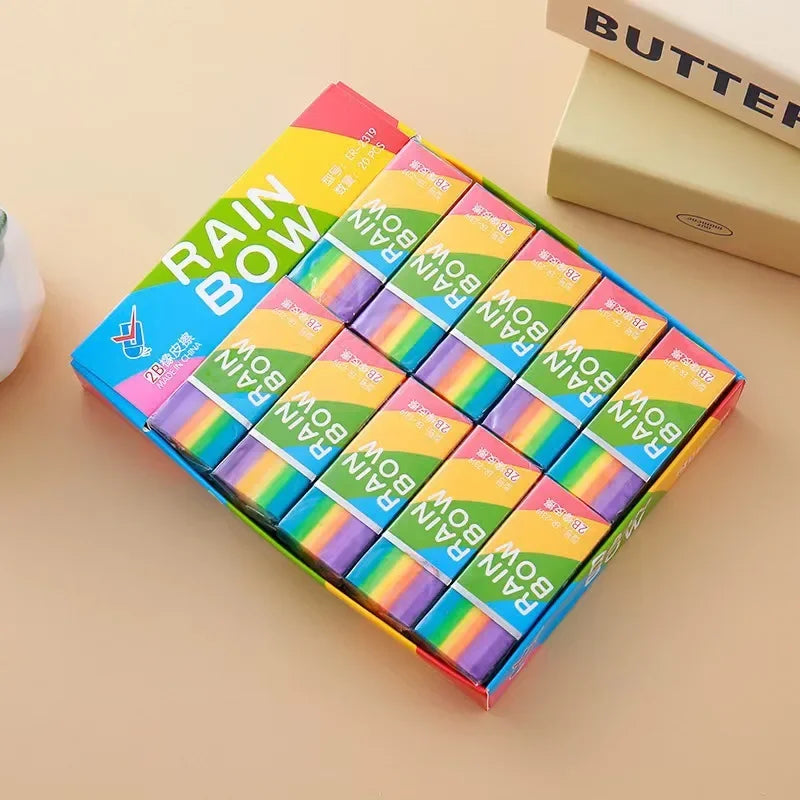 Buy The Best By Artsulli - Art is Long Life Short - 20-Pack Rainbow 2b Pencil Erasers Soft Pvc Material Non-Feathered Stationery