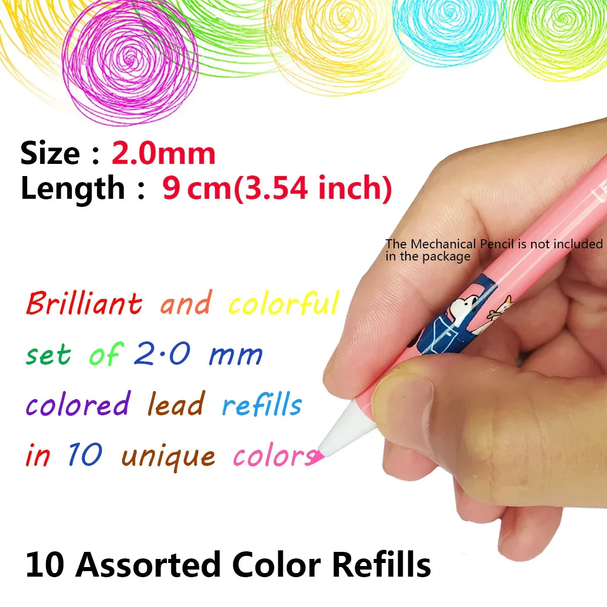 Buy The Best By Artsulli - Art is Long Life Short - 200pcs/box Colored Lead Pencils 2.0 mm Mechanical Pencil 10 Unique colored pencils lead