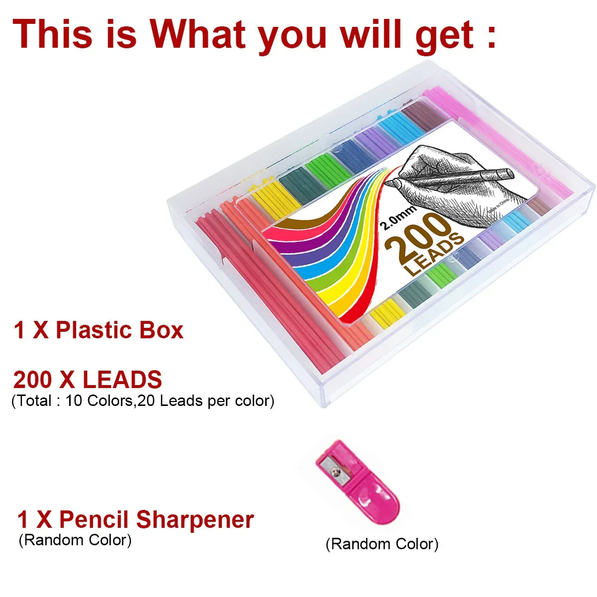 Buy The Best By Artsulli - Art is Long Life Short - 200pcs/box Colored Lead Pencils 2.0 mm Mechanical Pencil 10 Unique colored pencils lead