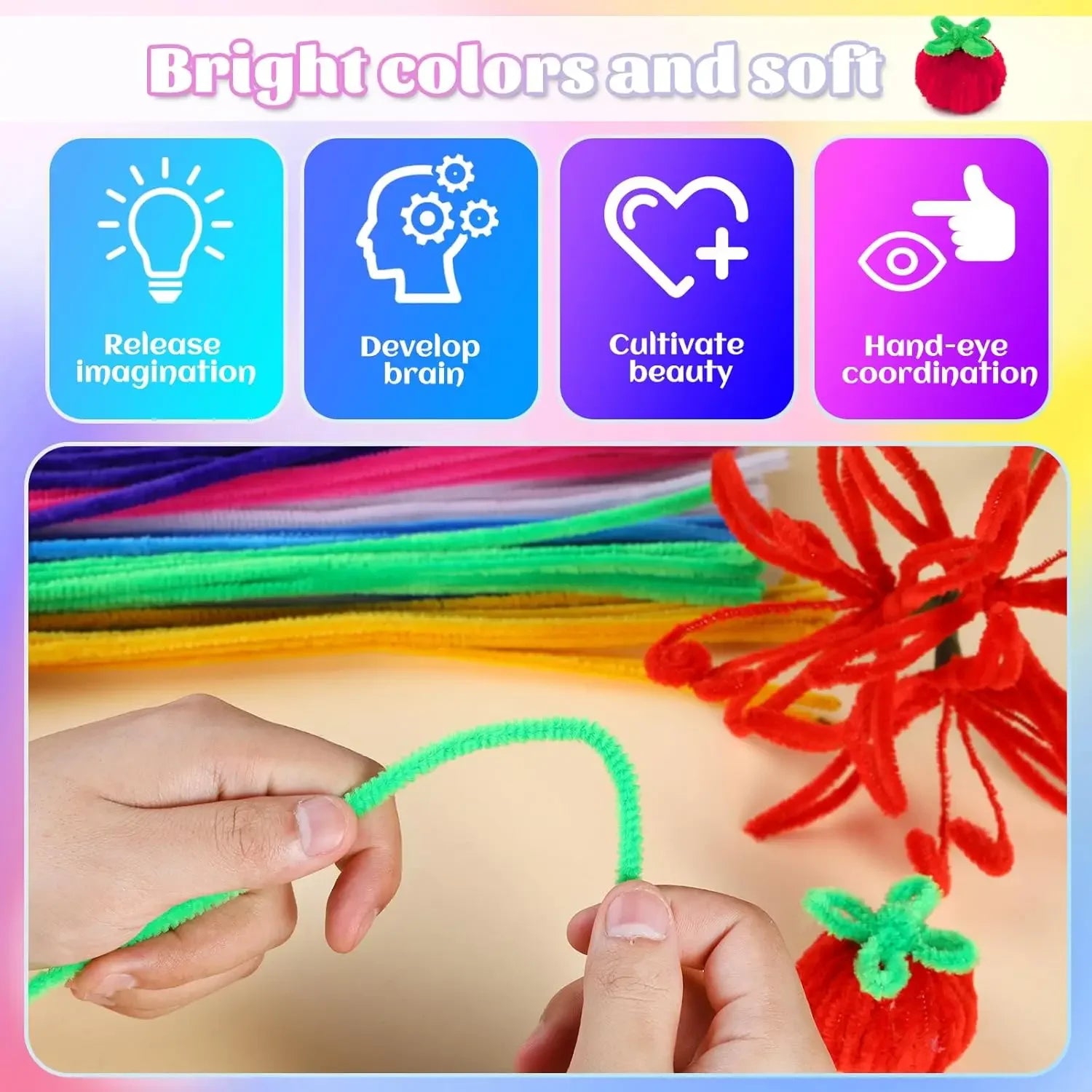 Buy The Best By Artsulli - Art is Long Life Short - 200pcs Pipe Cleaners Craft Set with 10 pairs Adhesive Eyes Chenille Stems DIY Christmas