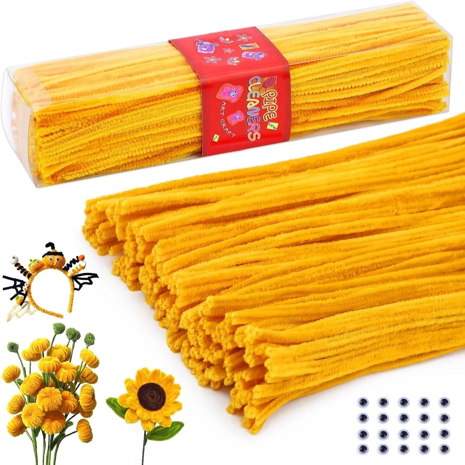 Buy The Best By Artsulli - Art is Long Life Short - 200pcs Pipe Cleaners Craft Set with 10 pairs Adhesive Eyes Chenille Stems DIY Christmas