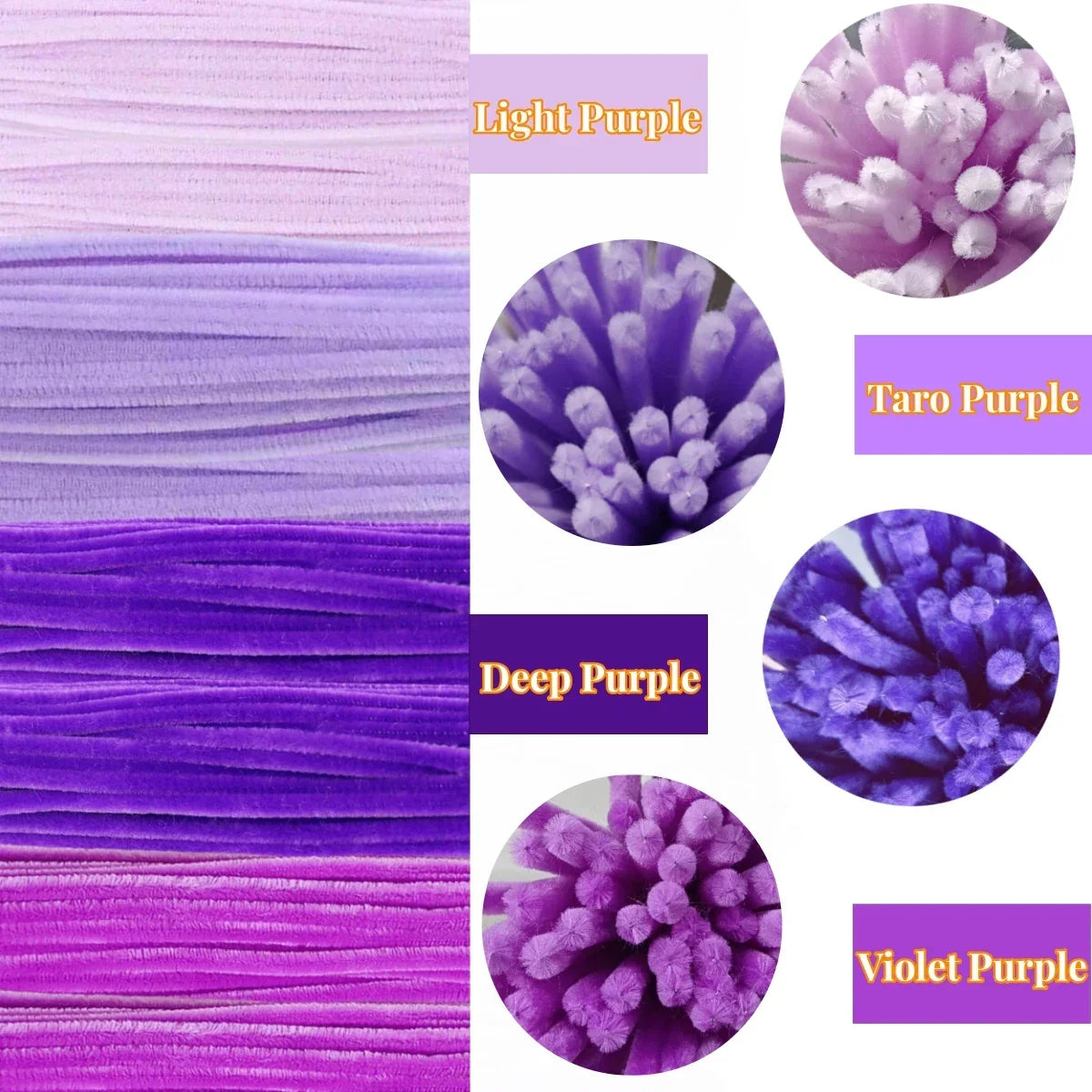 Buy The Best By Artsulli - Art is Long Life Short - 200PCS Purple Series Pipe Cleaners Chenille Stem Craft Supplies for DIY Arts Crafts
