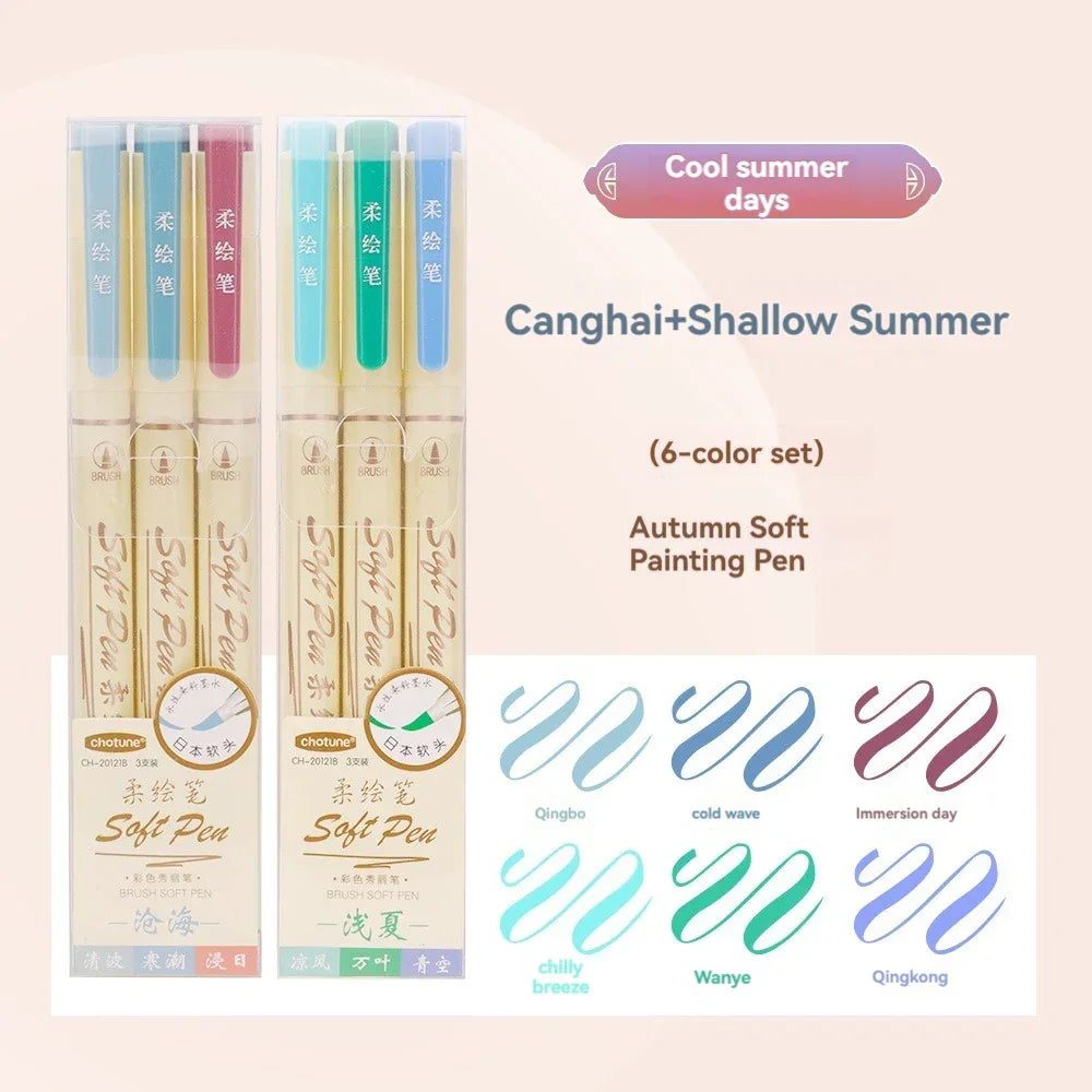 Buy The Best By Artsulli - Art is Long Life Short - 24/3 Color Vintage Watercolor Lettering Marker Drawing Pen Set Multicolor Soft Brush