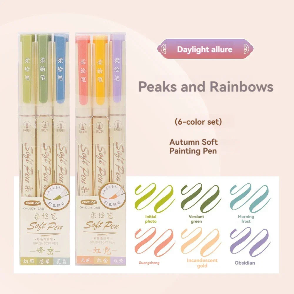 Buy The Best By Artsulli - Art is Long Life Short - 24/3 Color Vintage Watercolor Lettering Marker Drawing Pen Set Multicolor Soft Brush
