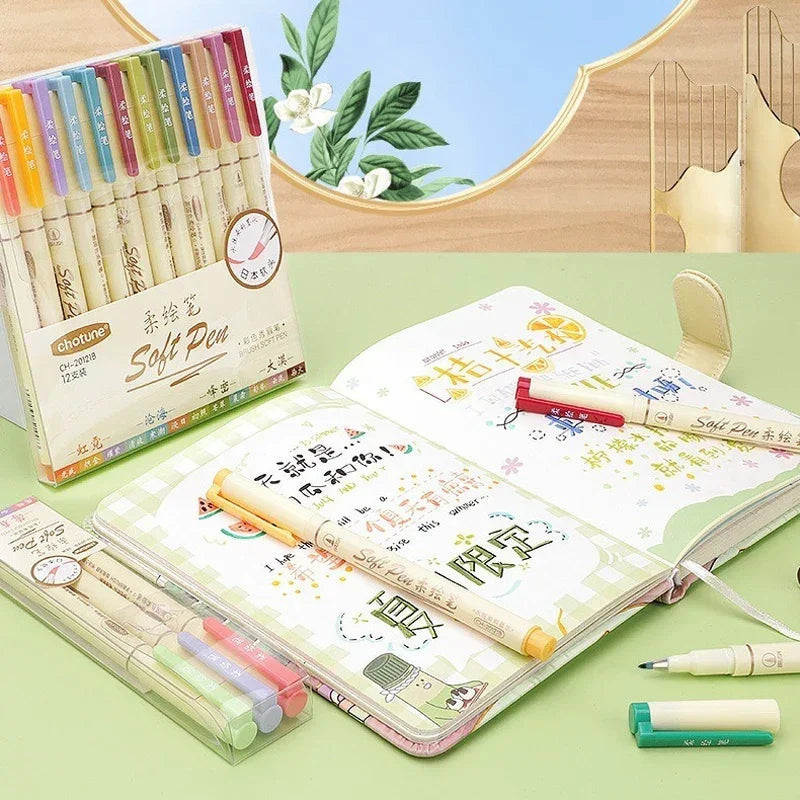 Buy The Best By Artsulli - Art is Long Life Short - 24/3 Color Vintage Watercolor Lettering Marker Drawing Pen Set Multicolor Soft Brush