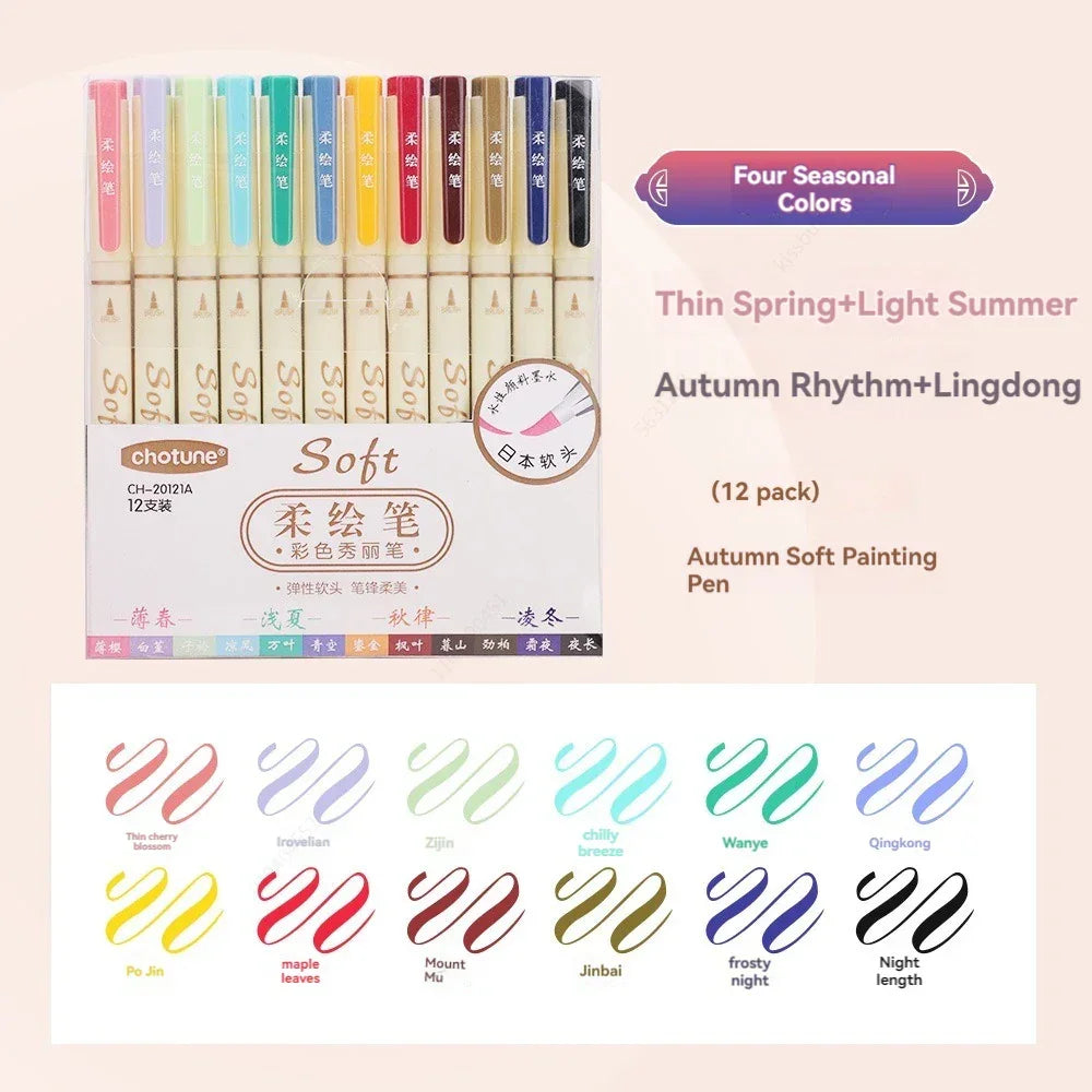 Buy The Best By Artsulli - Art is Long Life Short - 24/3 Color Vintage Watercolor Lettering Marker Drawing Pen Set Multicolor Soft Brush