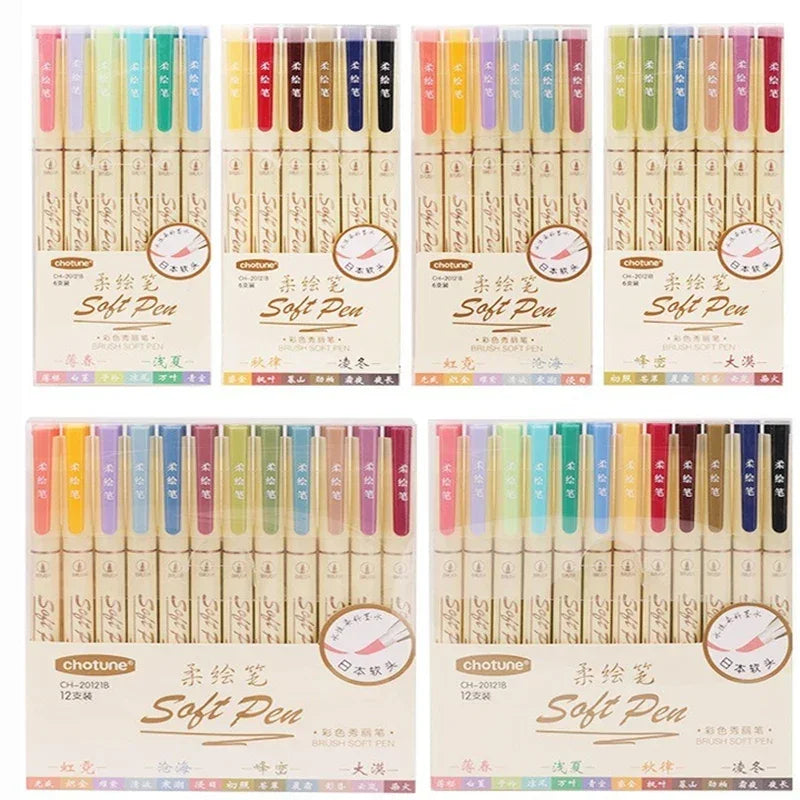 Buy The Best By Artsulli - Art is Long Life Short - 24/3 Color Vintage Watercolor Lettering Marker Drawing Pen Set Multicolor Soft Brush