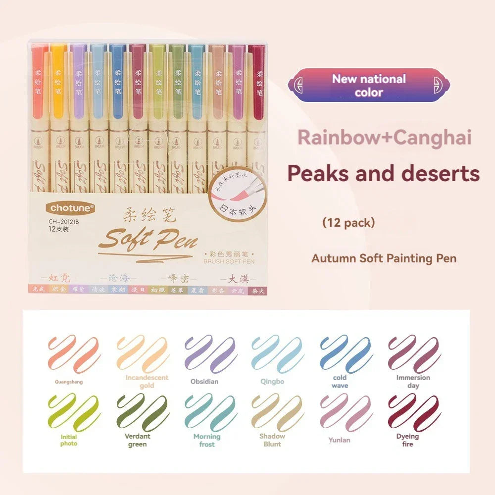 Buy The Best By Artsulli - Art is Long Life Short - 24/3 Color Vintage Watercolor Lettering Marker Drawing Pen Set Multicolor Soft Brush