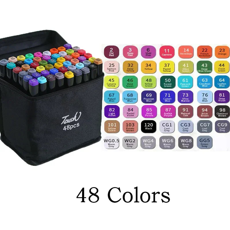 Buy The Best By Artsulli - Art is Long Life Short - 24-60 Colors Oily Marker Pen Set for Drawing Double Headed Sketching Tip Based Markers