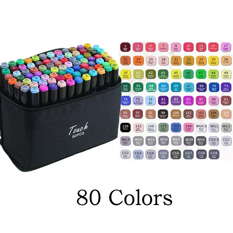 Buy The Best By Artsulli - Art is Long Life Short - 24-60 Colors Oily Marker Pen Set for Drawing Double Headed Sketching Tip Based Markers