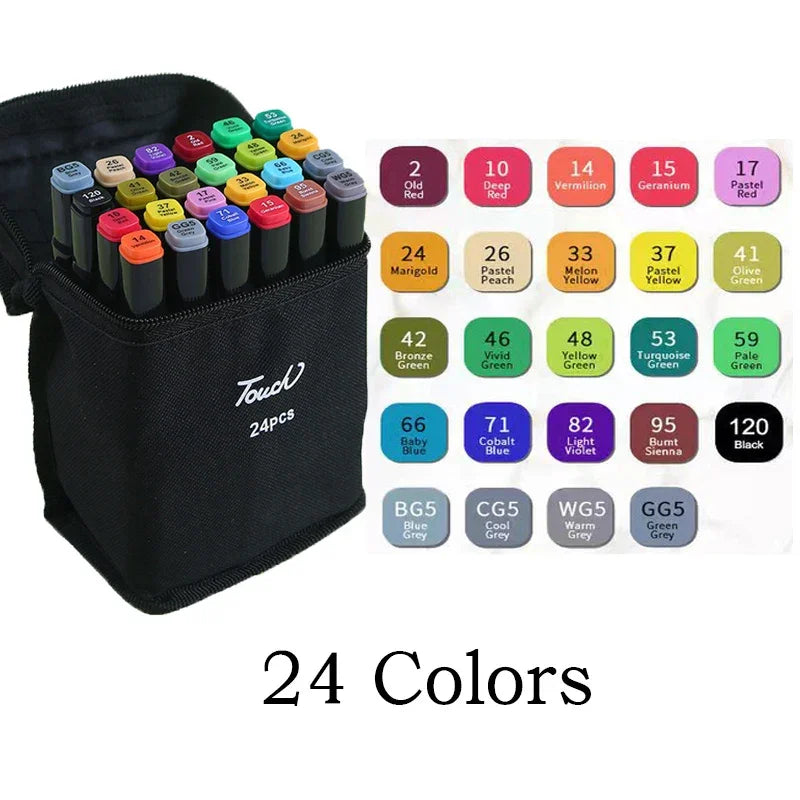 Buy The Best By Artsulli - Art is Long Life Short - 24-60 Colors Oily Marker Pen Set for Drawing Double Headed Sketching Tip Based Markers