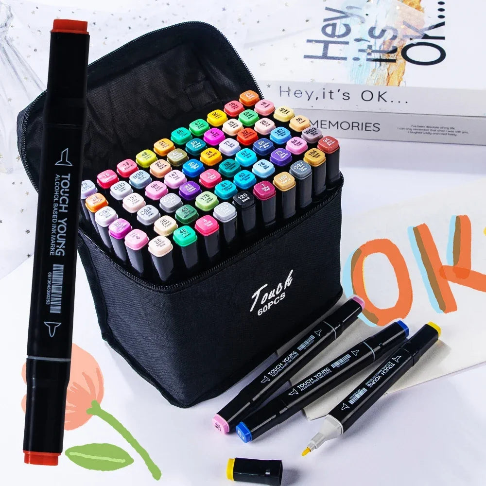 Buy The Best By Artsulli - Art is Long Life Short - 24-80 Colors Artist Double Headed Marker Pen Graffiti Manga Sketch Based Soft Brush
