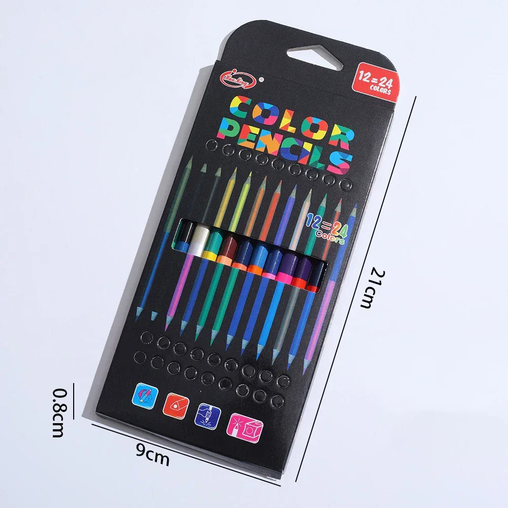Buy The Best By Artsulli - Art is Long Life Short - 24 Colors Double Headed Pencils for Children Professional Drawing Sketching and Pastel