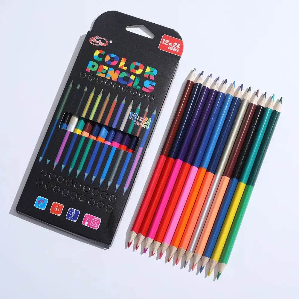 Buy The Best By Artsulli - Art is Long Life Short - 24 Colors Double Headed Pencils for Children Professional Drawing Sketching and Pastel