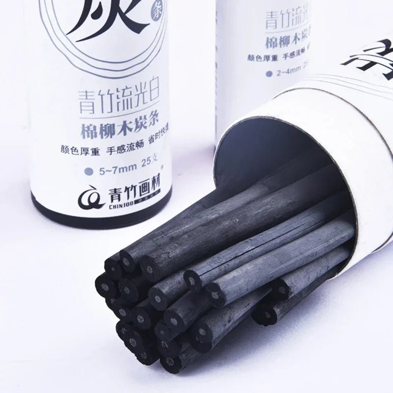 Buy The Best By Artsulli - Art is Long Life Short - 25Pcs Charcoal Sticks Pencils Sketching Drawing Supplies For DIY Student Hobbyist