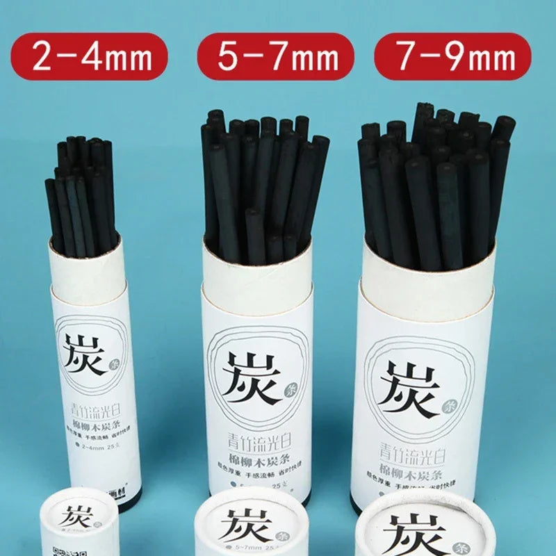 Buy The Best By Artsulli - Art is Long Life Short - 25Pcs Charcoal Sticks Pencils Sketching Drawing Supplies For DIY Student Hobbyist