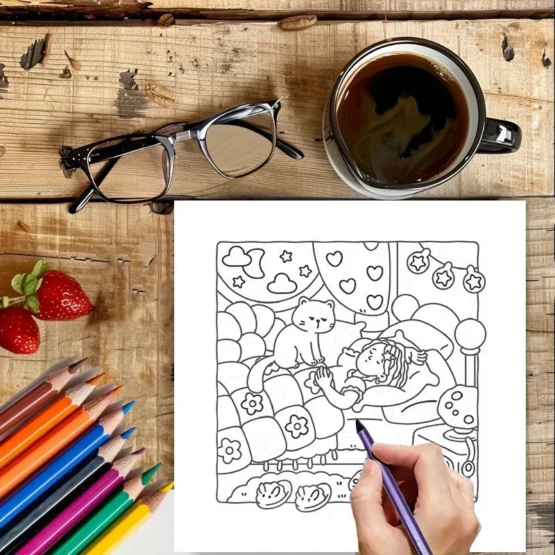 Buy The Best By Artsulli - Art is Long Life Short - 28 Pages Cat’s Daily Coloring Book for Adult | Colouring Drawing Supplies Christmas