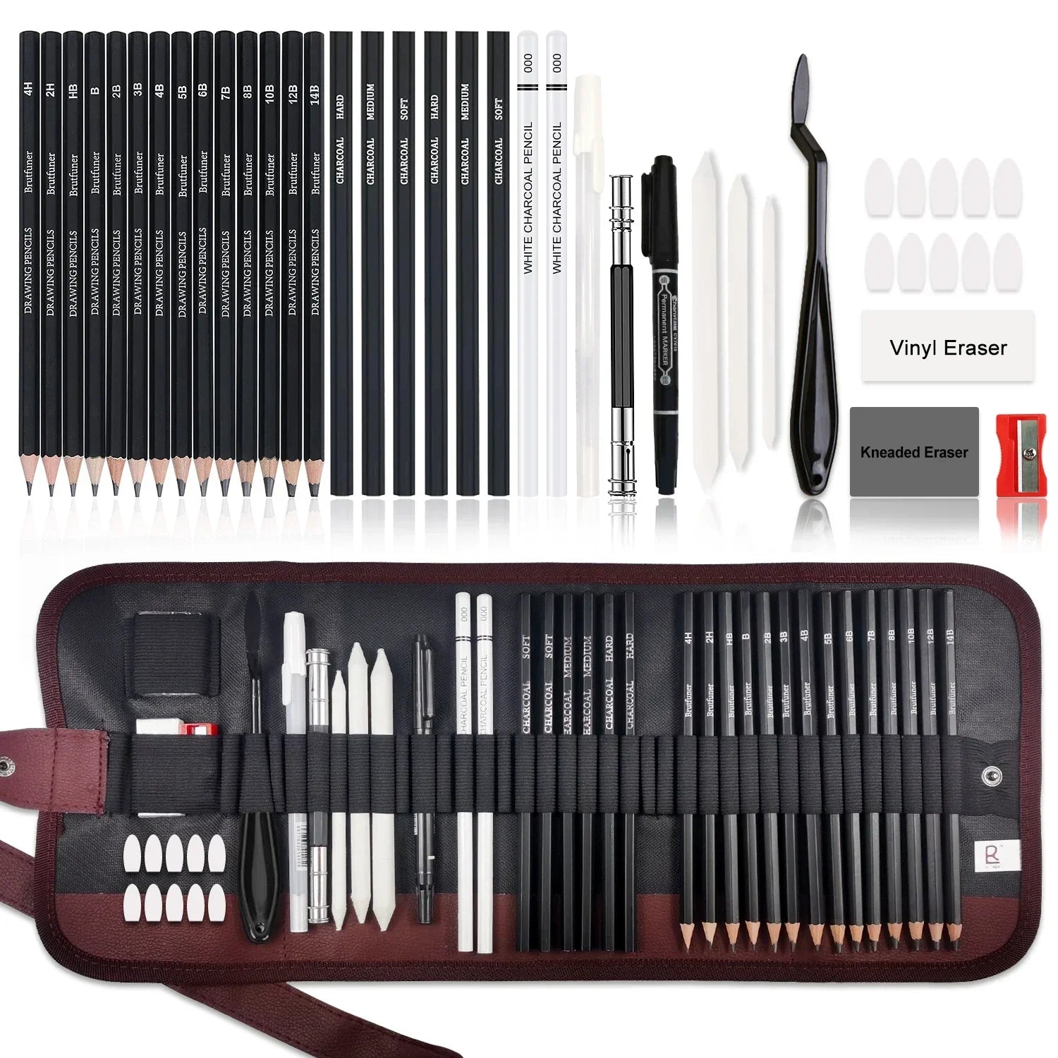 Buy The Best By Artsulli - Art is Long Life Short - 29-70 pcs Drawing Set Sketching Kit - Supplies,for Adults Artists with 3-Color
