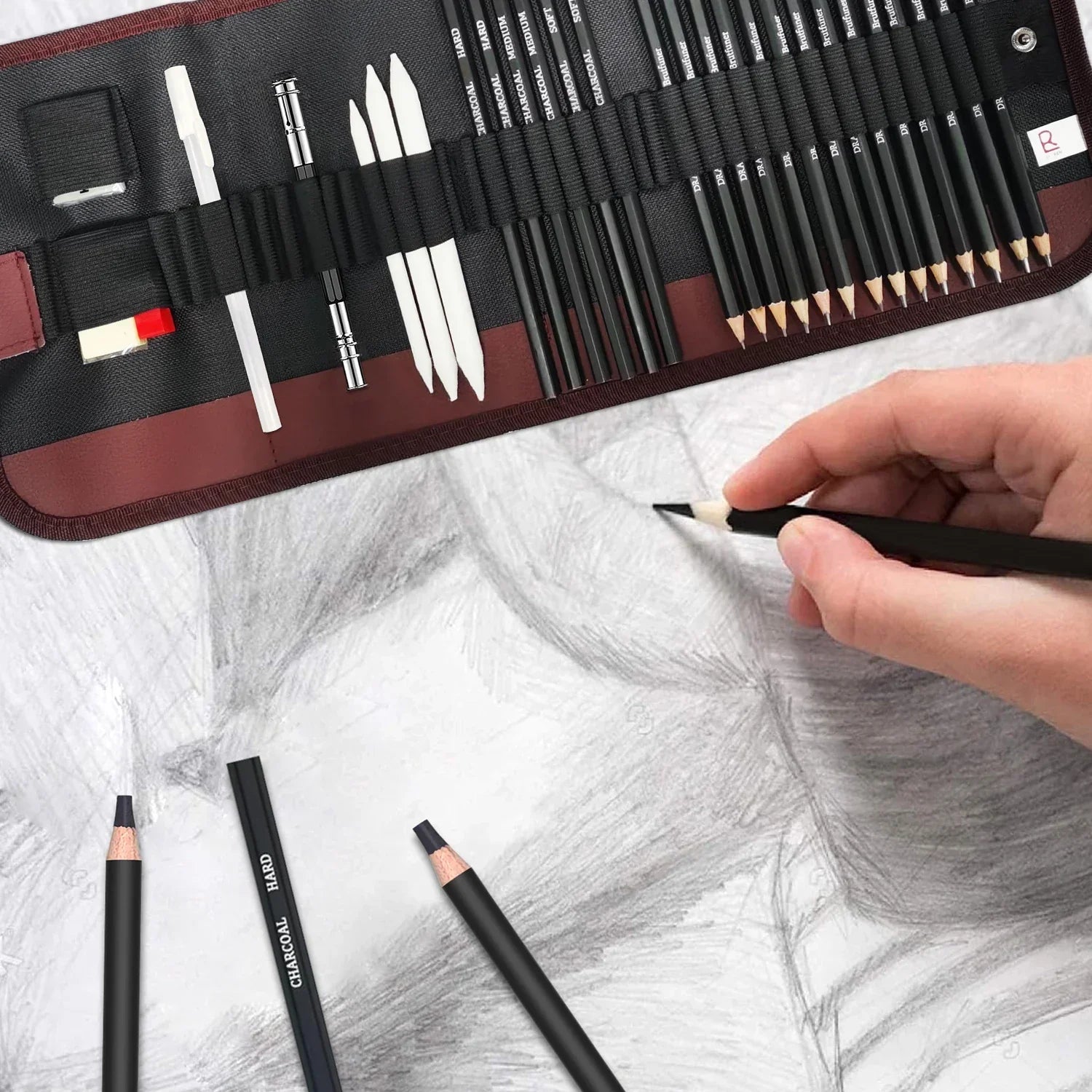 Buy The Best By Artsulli - Art is Long Life Short - 29-70 pcs Drawing Set Sketching Kit - Supplies,for Adults Artists with 3-Color