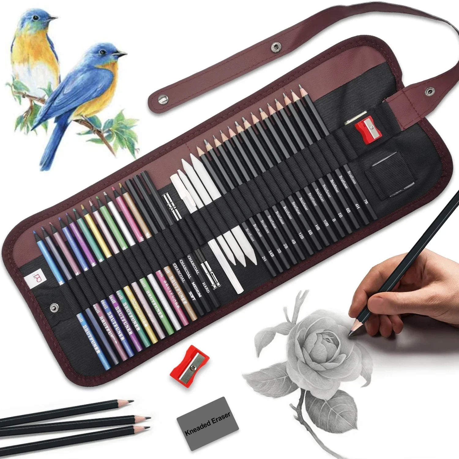 Buy The Best By Artsulli - Art is Long Life Short - 29-70 pcs Drawing Set Sketching Kit - Supplies,for Adults Artists with 3-Color