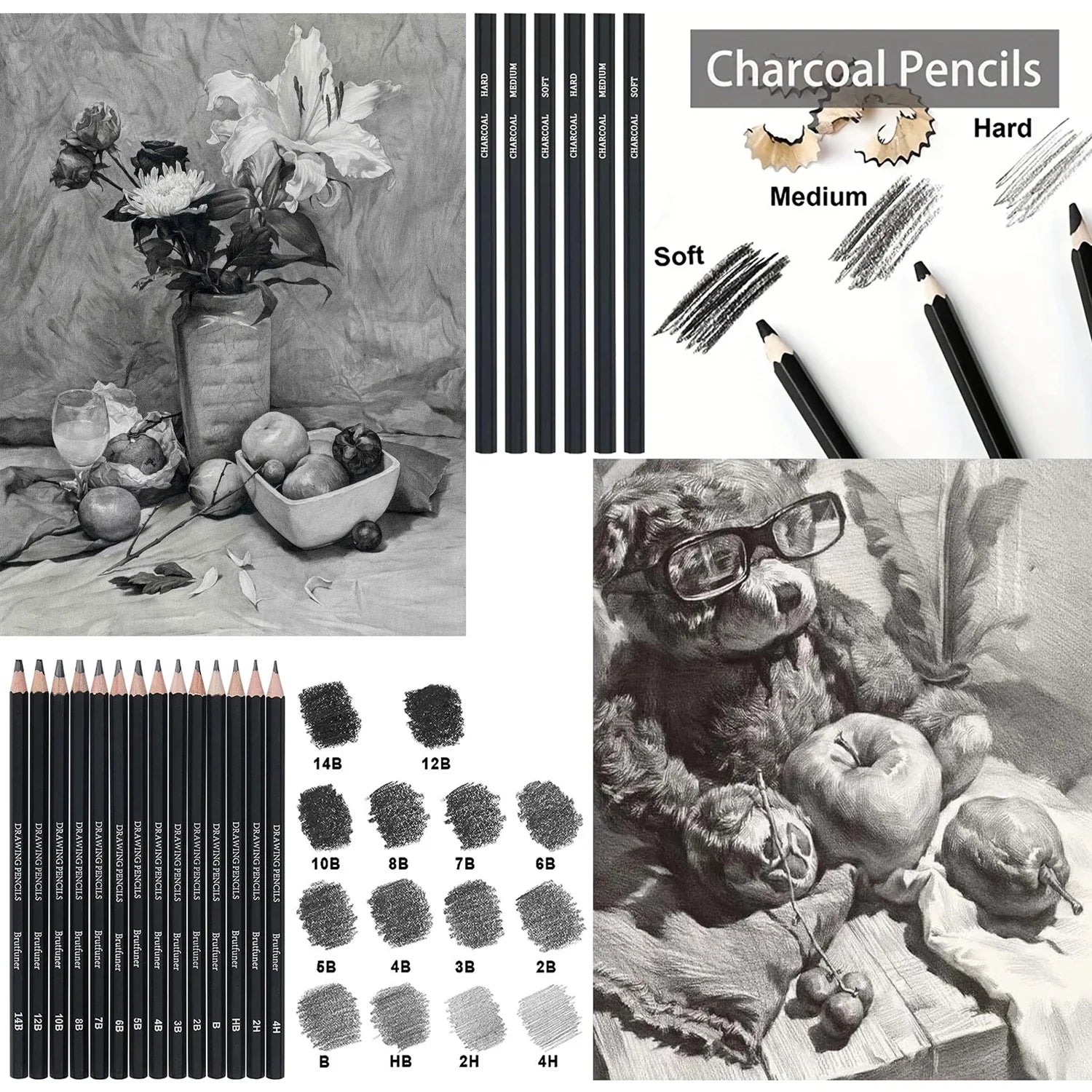 Buy The Best By Artsulli - Art is Long Life Short - 29-70 pcs Drawing Set Sketching Kit - Supplies,for Adults Artists with 3-Color