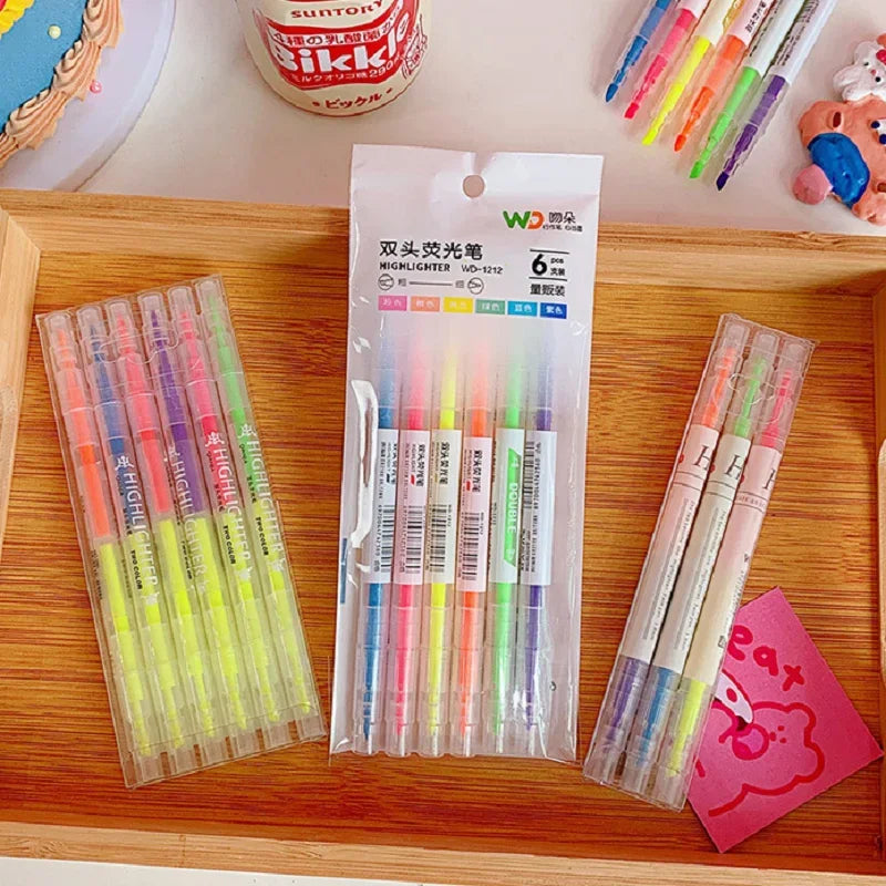 Buy The Best By Artsulli - Art is Long Life Short - 3/6Pcs/Set Double Head Fluorescent Highlighter Pen Markers Pastel Drawing for Student