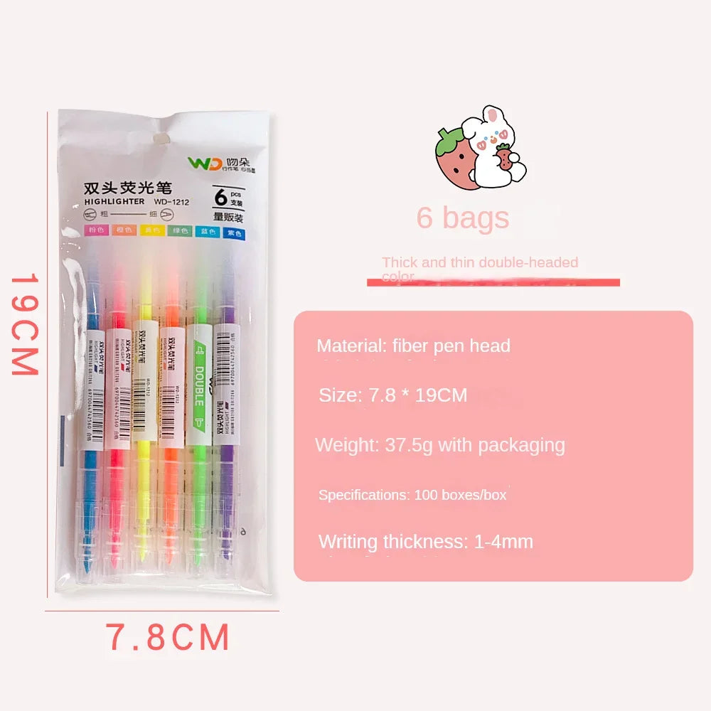 Buy The Best By Artsulli - Art is Long Life Short - 3/6Pcs/Set Double Head Fluorescent Highlighter Pen Markers Pastel Drawing for Student