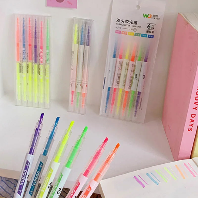 Buy The Best By Artsulli - Art is Long Life Short - 3/6Pcs/Set Double Head Fluorescent Highlighter Pen Markers Pastel Drawing for Student