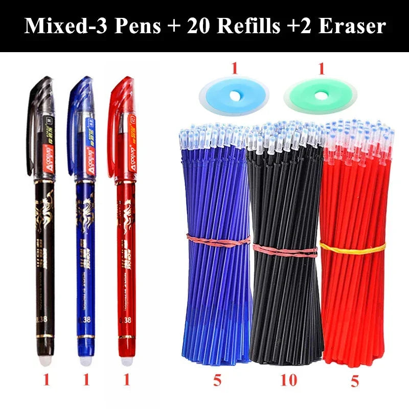 Buy The Best By Artsulli - Art is Long Life Short - 3 Erasable Gel Pens 20 Pen Refills 2 Eraser Reusable Writing Drawing Sketch with Refill