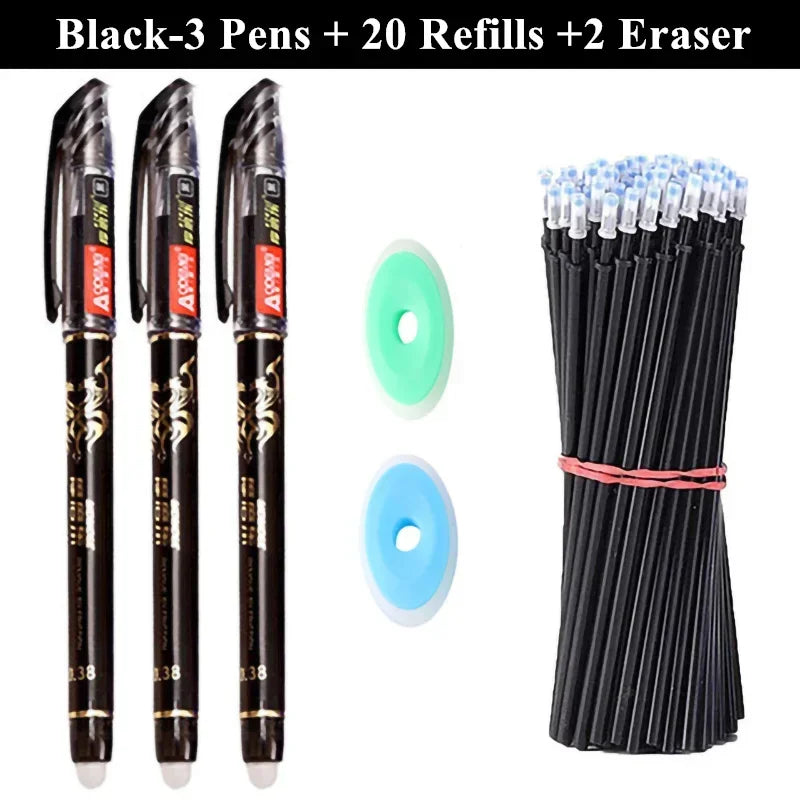 Buy The Best By Artsulli - Art is Long Life Short - 3 Erasable Gel Pens 20 Pen Refills 2 Eraser Reusable Writing Drawing Sketch with Refill