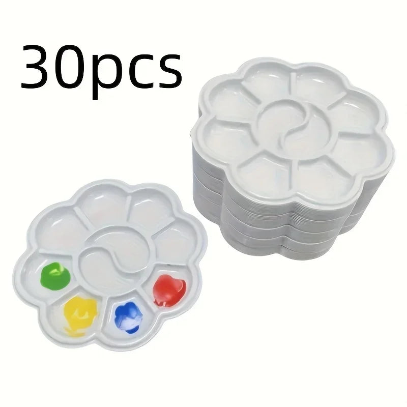 Buy The Best By Artsulli - Art is Long Life Short - 30-Pack Mini Flower-Shaped Plastic Palette Set Ideal for Watercolor Acrylic & Gouache