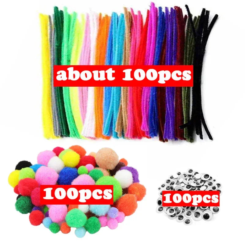 Buy The Best By Artsulli - Art is Long Life Short - 300pcs Kids Craft Supplies Set DIY Activities Parties 100 Pipe Cleaners Pompoms Wiggle