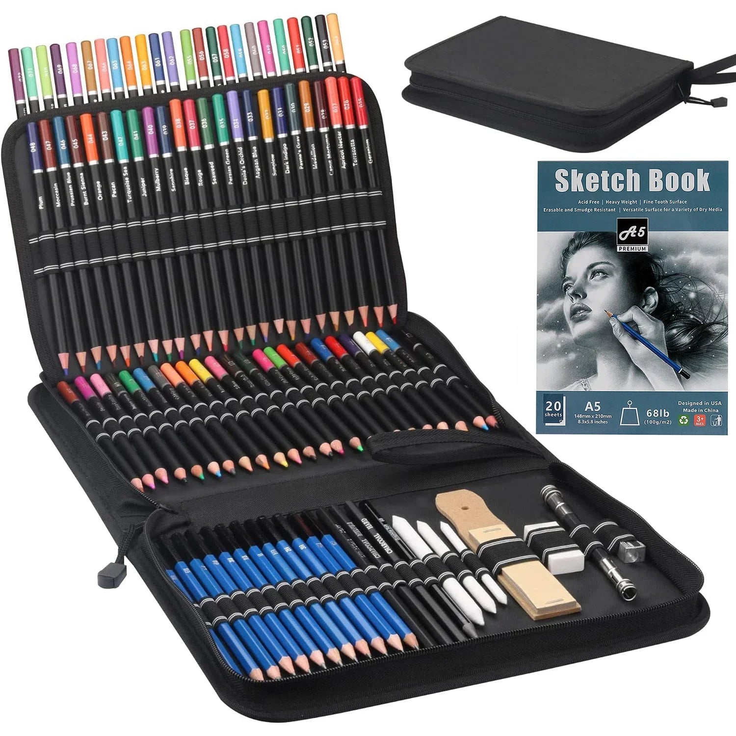 Buy The Best By Artsulli - Art is Long Life Short - 34/42/54/72/76/96 Pcs Drawing Sketching Coloring Set Pencils & Kit Tool Professional