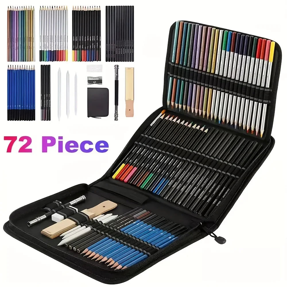 Buy The Best By Artsulli - Art is Long Life Short - 34/42/54/72/76/96 Pcs Drawing Sketching Coloring Set Pencils & Kit Tool Professional