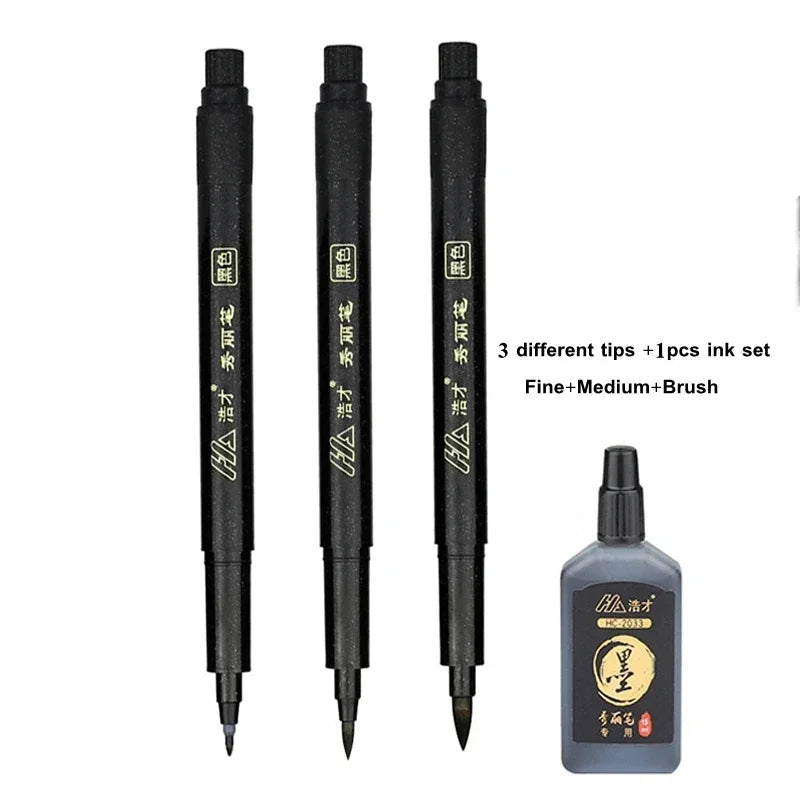 Buy The Best By Artsulli - Art is Long Life Short - 3pcs/lot Calligraphy Pen Brush Hand Lettering Black Ink Markers Writing Office School
