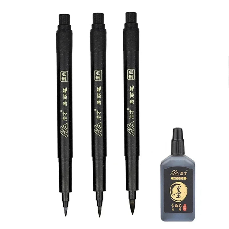 Buy The Best By Artsulli - Art is Long Life Short - 3pcs/lot Calligraphy Pen Brush Hand Lettering Black Ink Markers Writing Office School