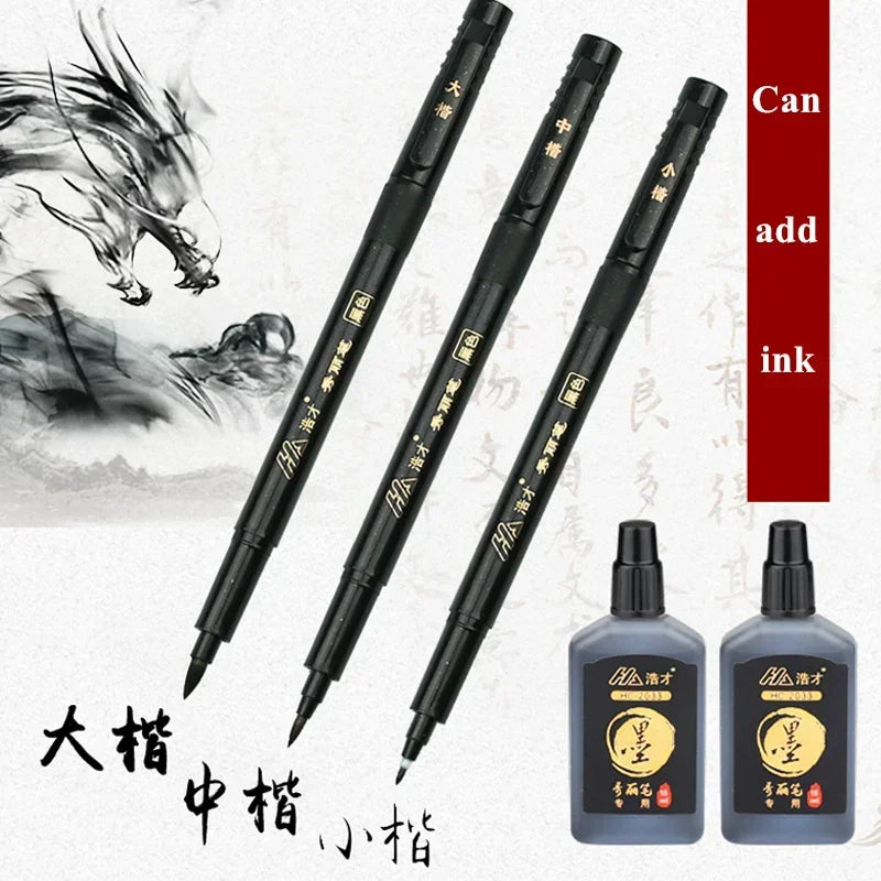 Buy The Best By Artsulli - Art is Long Life Short - 3pcs/lot Calligraphy Pen Brush Hand Lettering Black Ink Markers Writing Office School