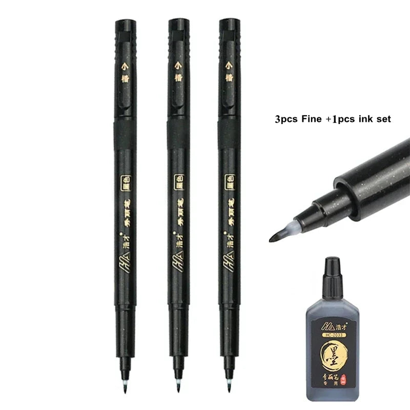 Buy The Best By Artsulli - Art is Long Life Short - 3pcs/lot Calligraphy Pen Brush Hand Lettering Black Ink Markers Writing Office School