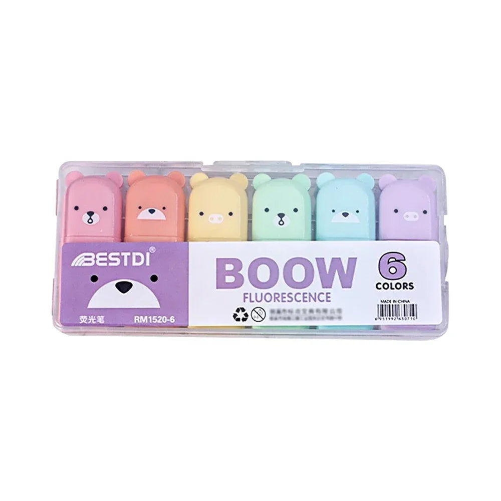 Buy The Best By Artsulli - Art is Long Life Short - 4/5/6 Pcs Kawaii Bear Highlighter Pens Cute Stationery Markers Oblique Tip Candy Color