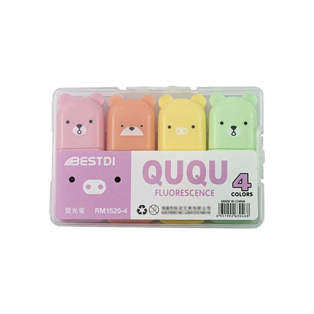 Buy The Best By Artsulli - Art is Long Life Short - 4/5/6 Pcs Kawaii Bear Highlighter Pens Cute Stationery Markers Oblique Tip Candy Color