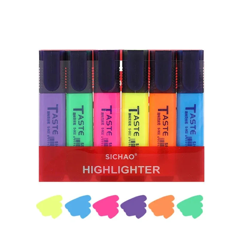 Buy The Best By Artsulli - Art is Long Life Short - 4/6/8 Colors Highlighters Oblique Tip Fluorescent Pens Smudge Proof For Student Gift