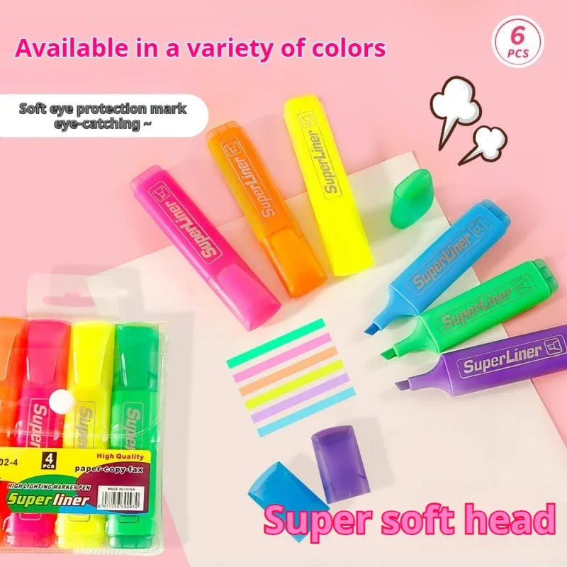 Buy The Best By Artsulli - Art is Long Life Short - 4/6 Colors Colorful Highlighters Markers Oblique Drawing Fluorescent Pen Flat Shape
