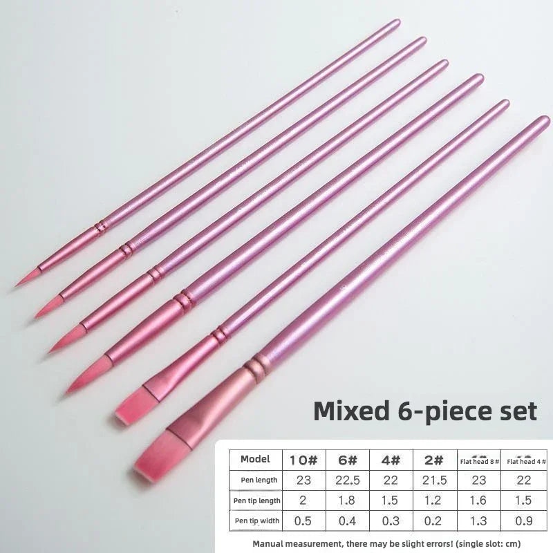 Buy The Best By Artsulli - Art is Long Life Short - 4/6 pcs Watercolor Brush Set Soft Head Nylon Hair Water Chalk Round Flat Oil Student