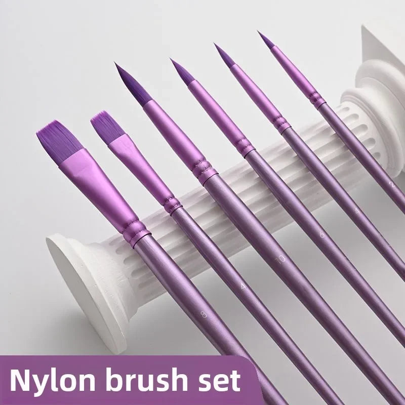 Buy The Best By Artsulli - Art is Long Life Short - 4/6 pcs Watercolor Brush Set Soft Head Nylon Hair Water Chalk Round Flat Oil Student