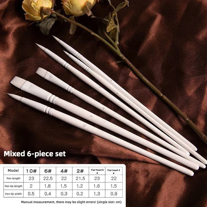 Buy The Best By Artsulli - Art is Long Life Short - 4/6 pcs Watercolor Brush Set Soft Head Nylon Hair Water Chalk Round Flat Oil Student